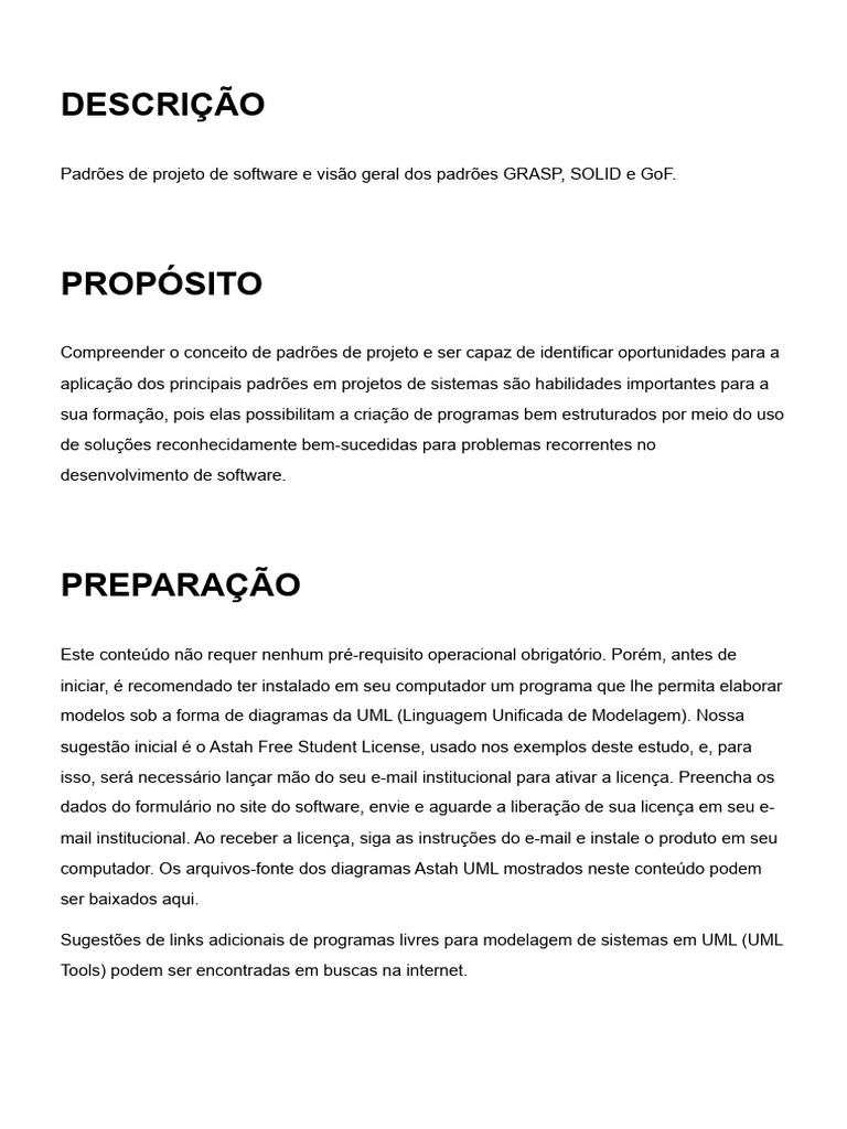 Padrões de Projeto em Desenvolvimento de Software | PDF | Padrão de ...
