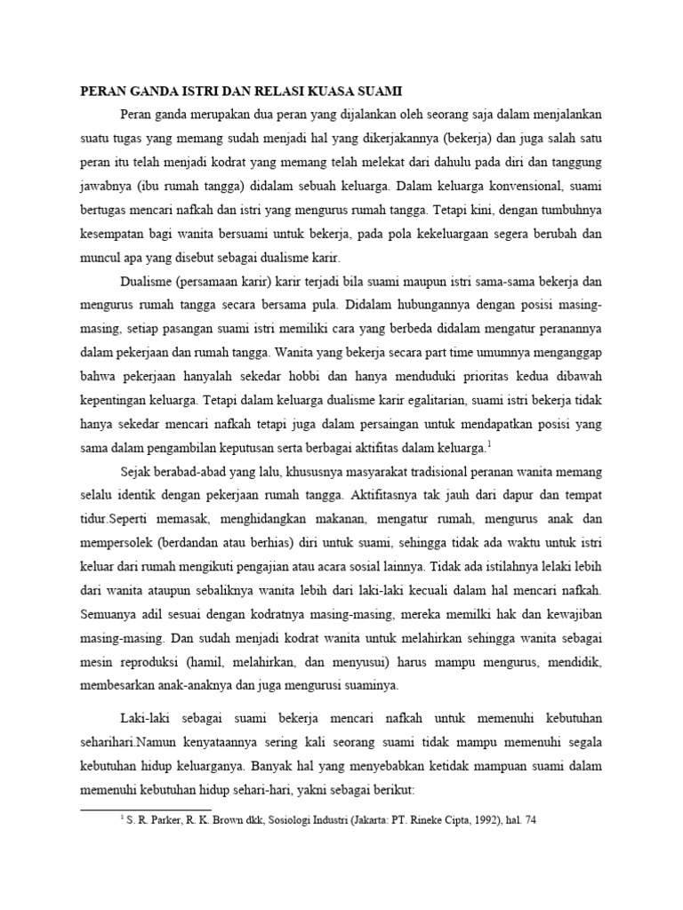 Peran Ganda Istri Dan Relasi Kuasa Suami Pdf Kesehatan Holistik