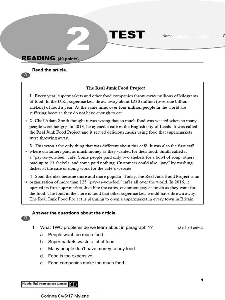 JHH Heads Up Test U2 PDF