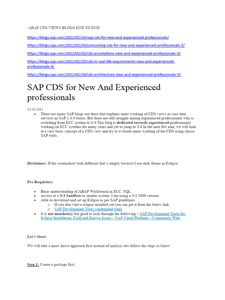 ABAP CDS Views for S/4 Professionals | PDF