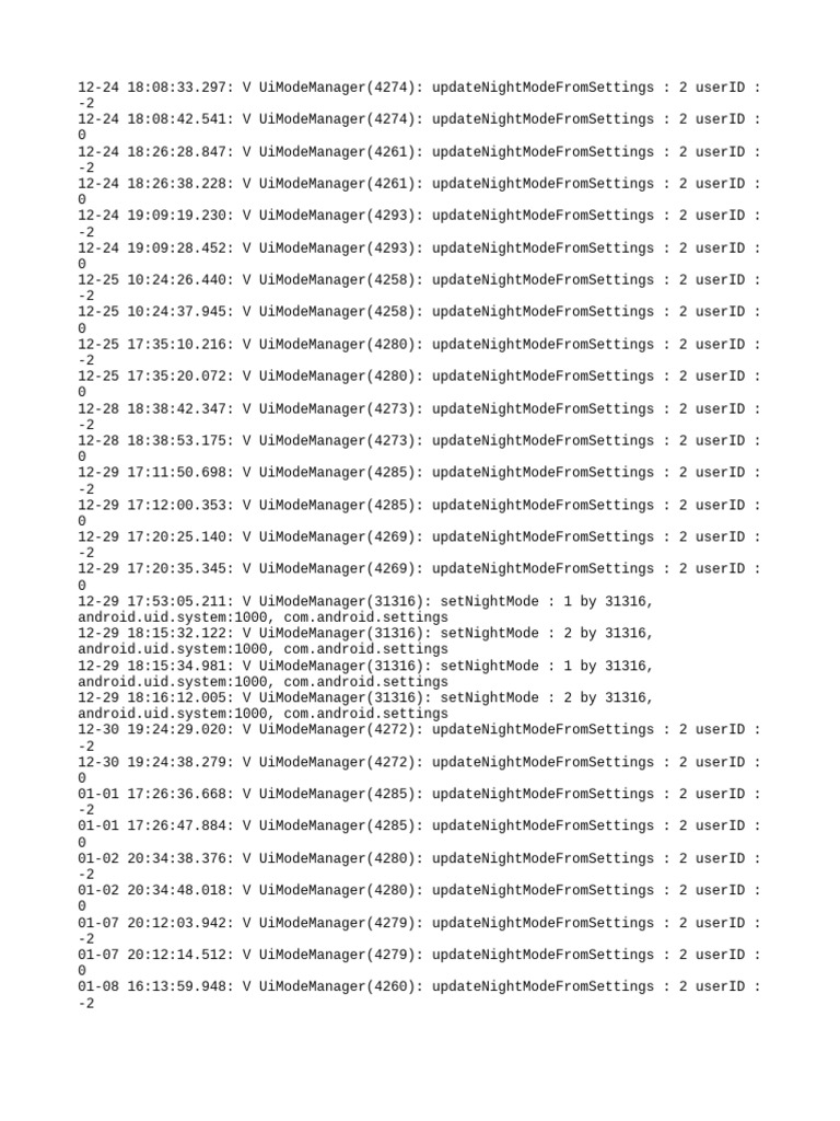 Night Mode Updates Log | PDF