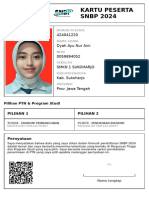 Kartu Peserta SNBP 2024: 424041220 Dyah Ayu Nur Aini 0059894052 SMKN 1 Sukoharjo Kab. Sukoharjo Prov. Jawa Tengah