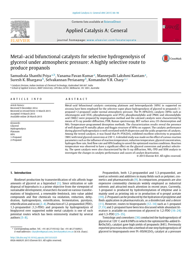 Metal Acid Bifunctional Catalysts For Selective Hydrogenoly - 2015 ...