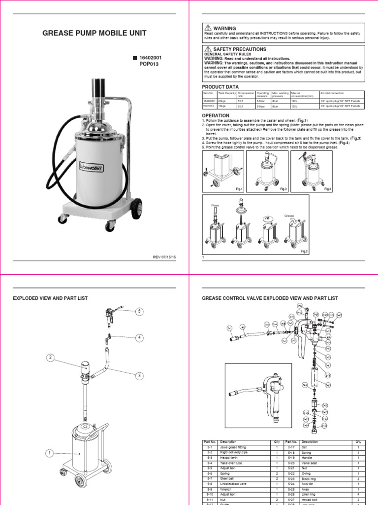 Mobile Grease Pump Operation Guide | PDF | Pump | Valve