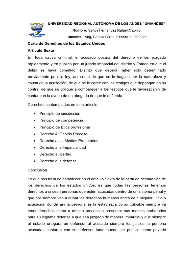 Carta de Derechos de Los Estados Unidos | PDF | Derecho