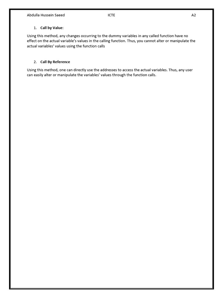 Call by Value vs Call by Reference | PDF