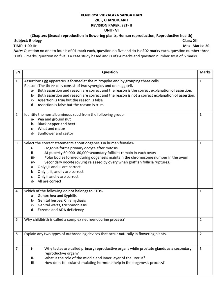 Revision paper bio 12 unit vi set 2 2022 23 pdf biological