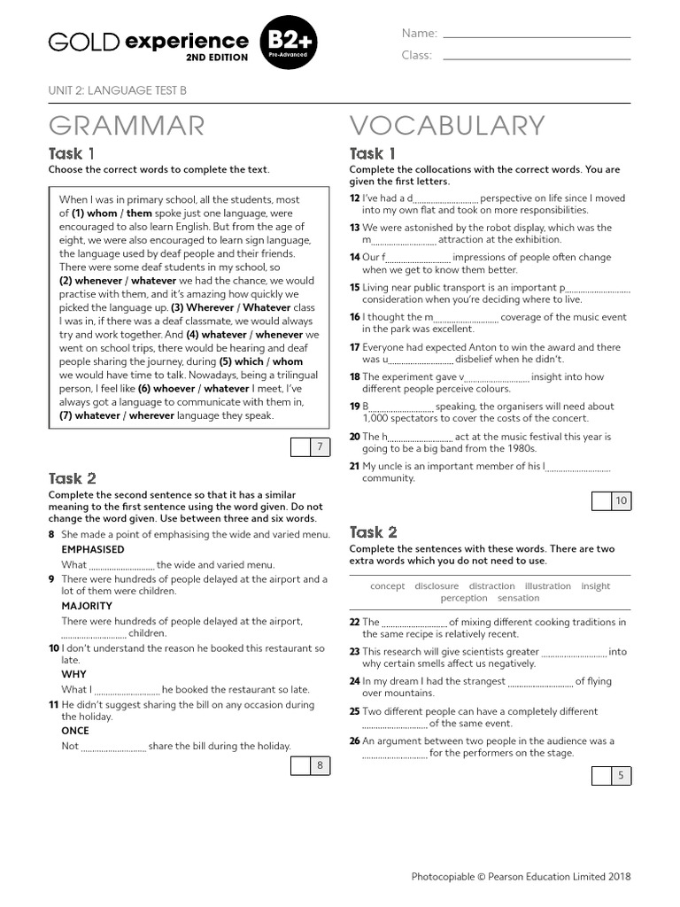 Gold Exp B2P U2 Lang Test B | PDF | Human Communication | Communication