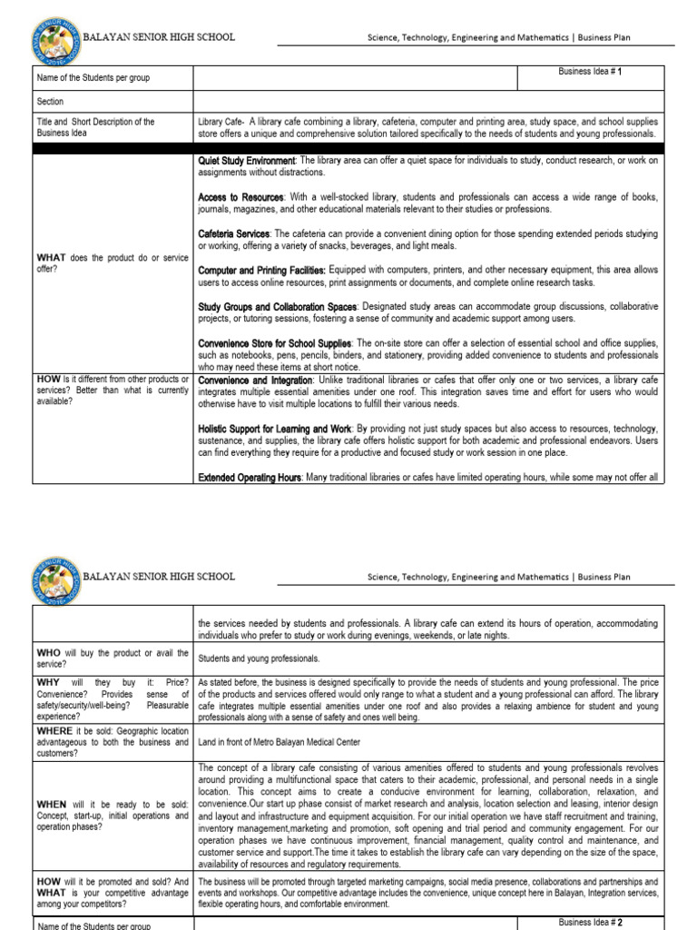 Business-Plan-Idea in Template 3 | PDF