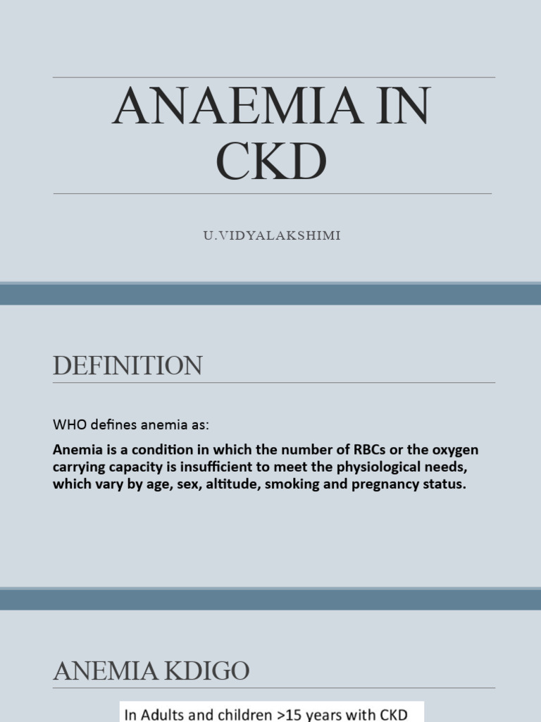 Anaemia in CKD | Download Free PDF | Anemia | Chronic Kidney Disease