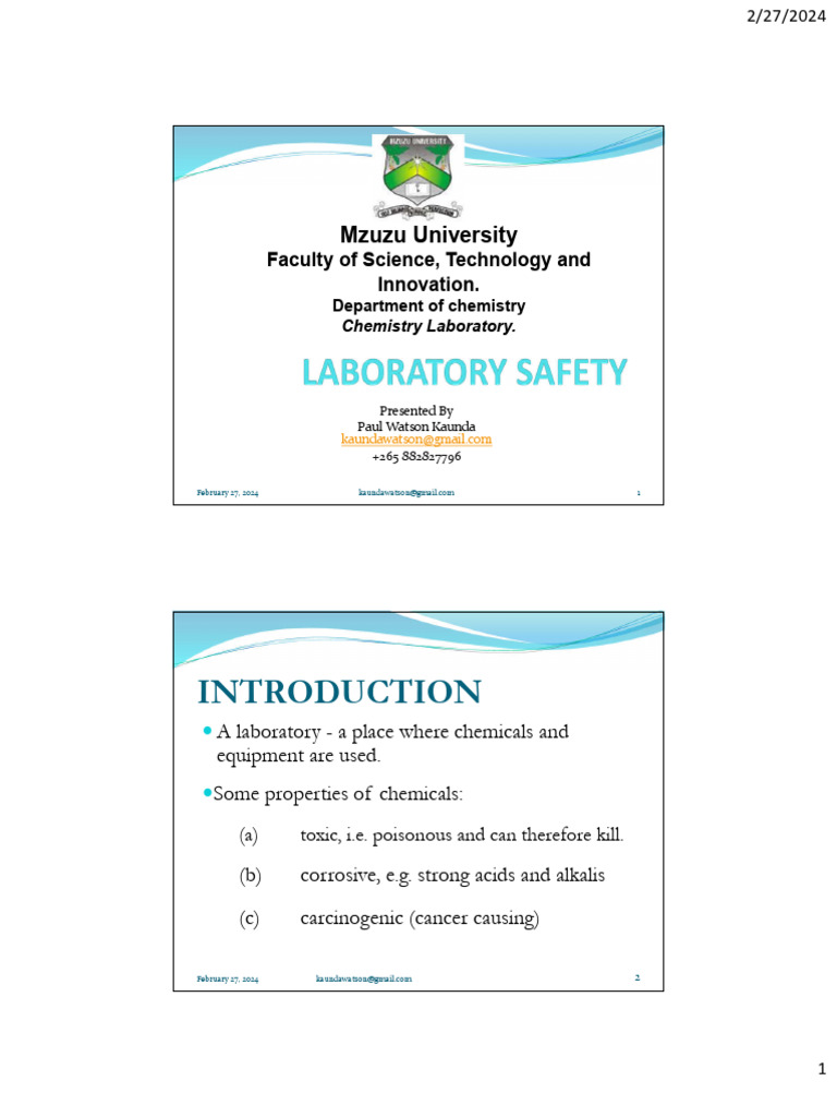 Laboratory Safety Notes PDF Toxicity Hazards