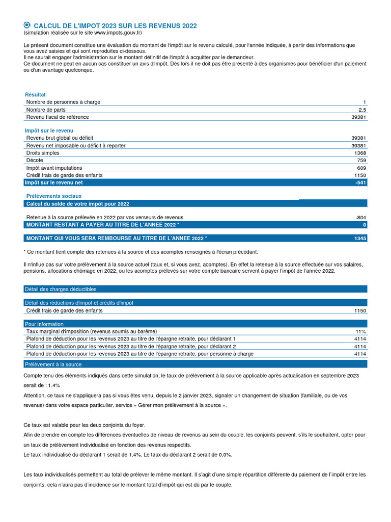 Calcul IR 2023 | PDF | Impôt sur le revenu | Business