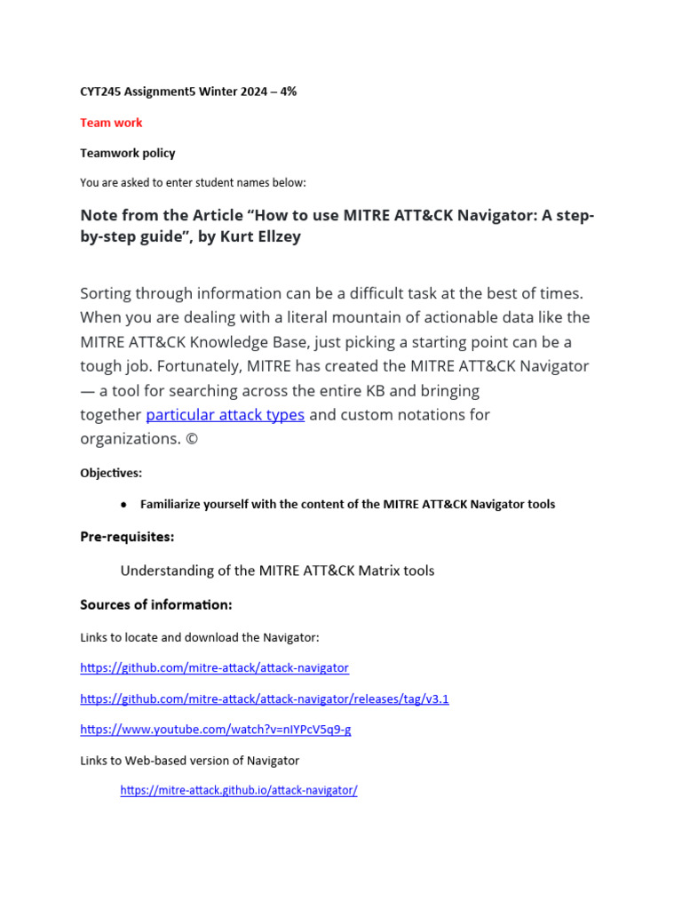 Using MITRE ATT&CK Navigator Guide | PDF | Computers