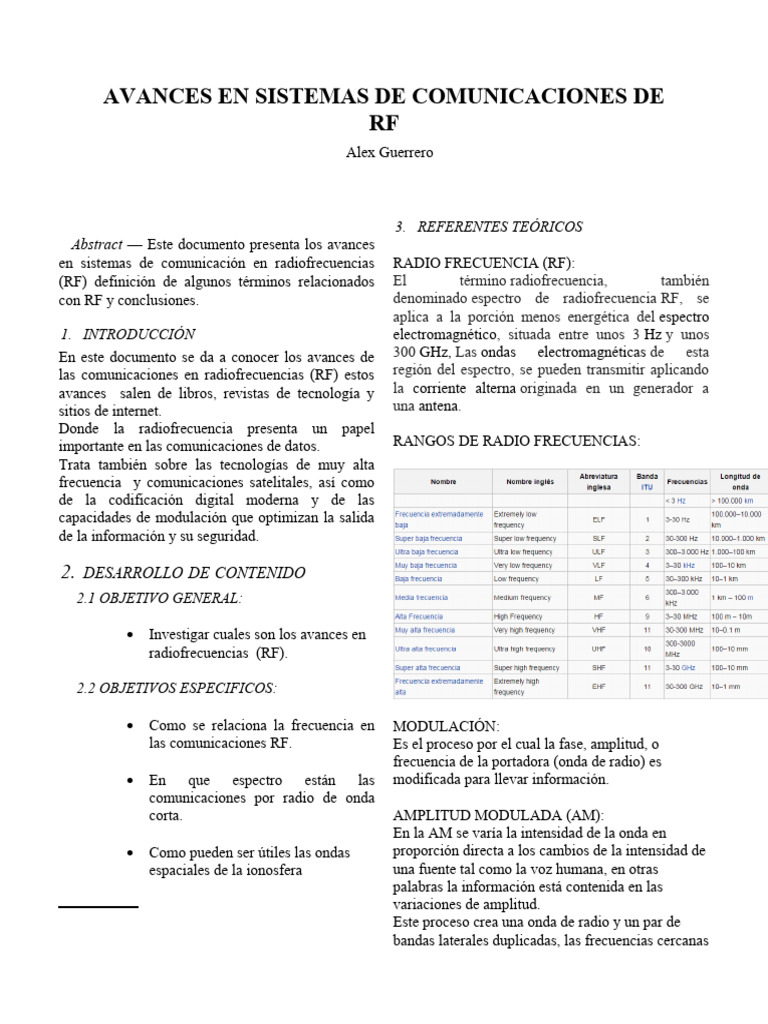 Avances en Comunicaciones RF | PDF | Radio | Frecuencia de radio
