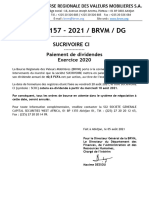 SUCRIVOIRE CI - Paiement de Dividendes - Exercice 2020 - 2021-08-05