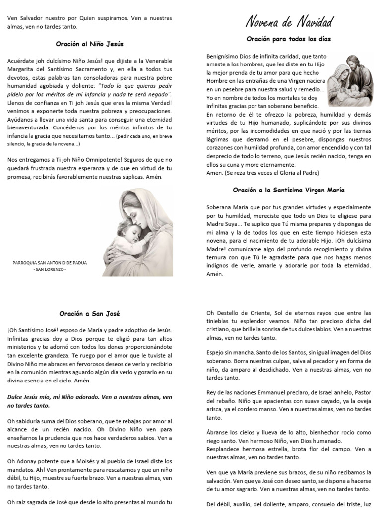 Novena de Navidad: Oraciones Diarias | PDF | Oración | María, madre de ...