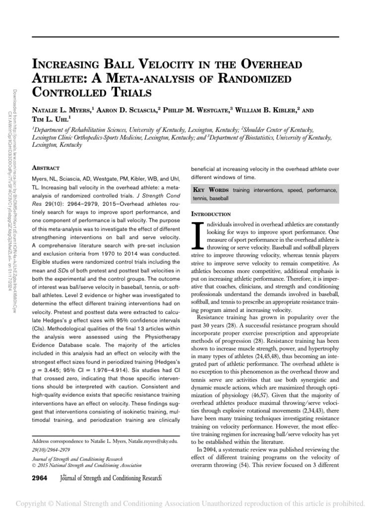 Boosting Overhead Athlete Velocity | PDF