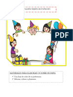 Elaboramos Nuestra Tarjeta de Cumpleaños.