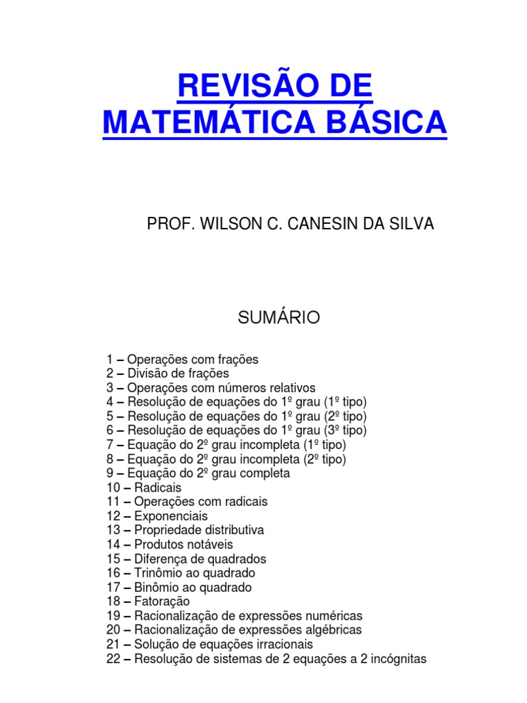 Revisão de Matemática Básica | PDF