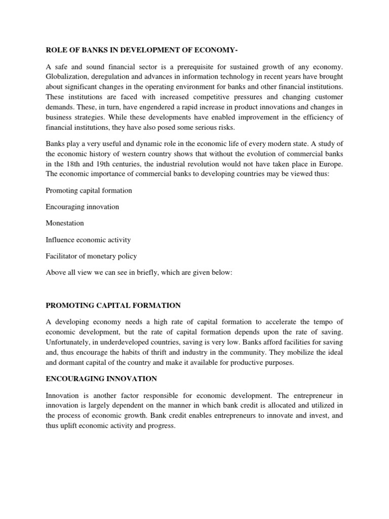 Banks' Role in Economic Development | PDF | Reserve Bank Of India | Banks