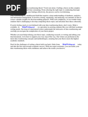 Data Warehousing Thesis Topics