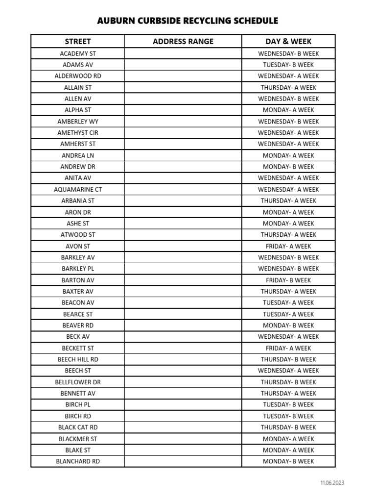Columbia Heights Recycling Schedule