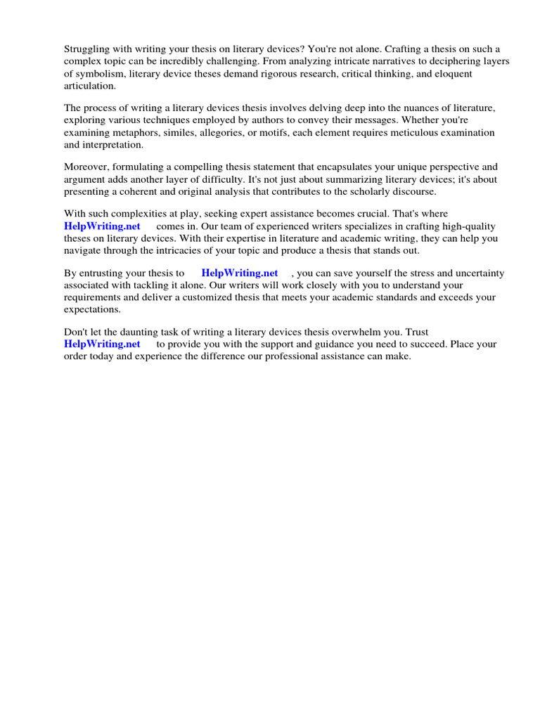 Thesis Statement With Literary Devices