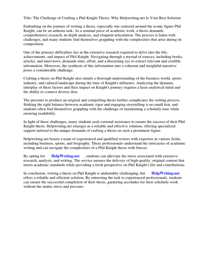 Phil knight thesis pdf