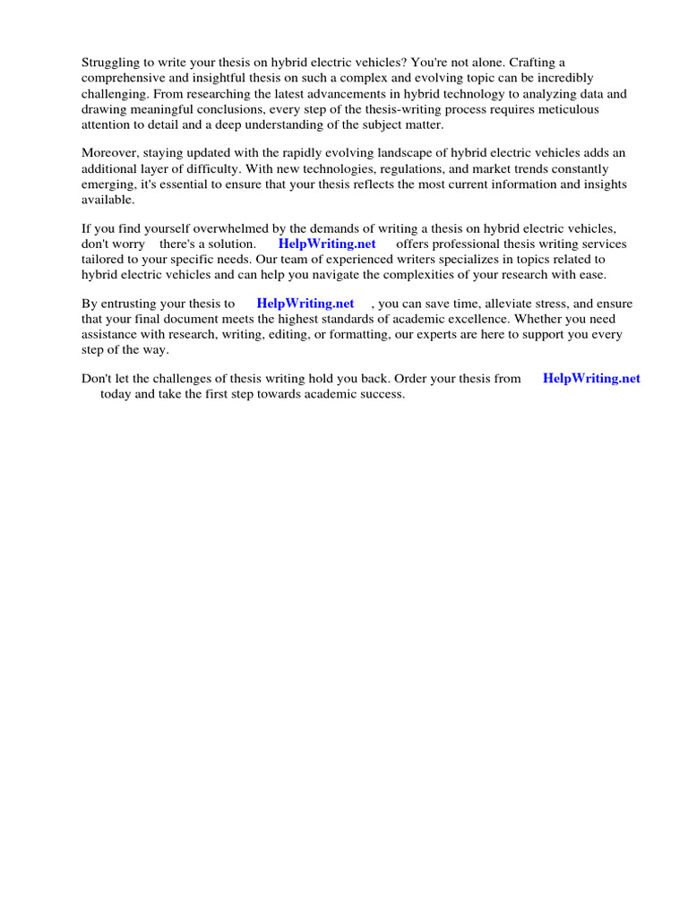 Thesis on Hybrid Electric Vehicles PDF Electric Vehicle Hybrid