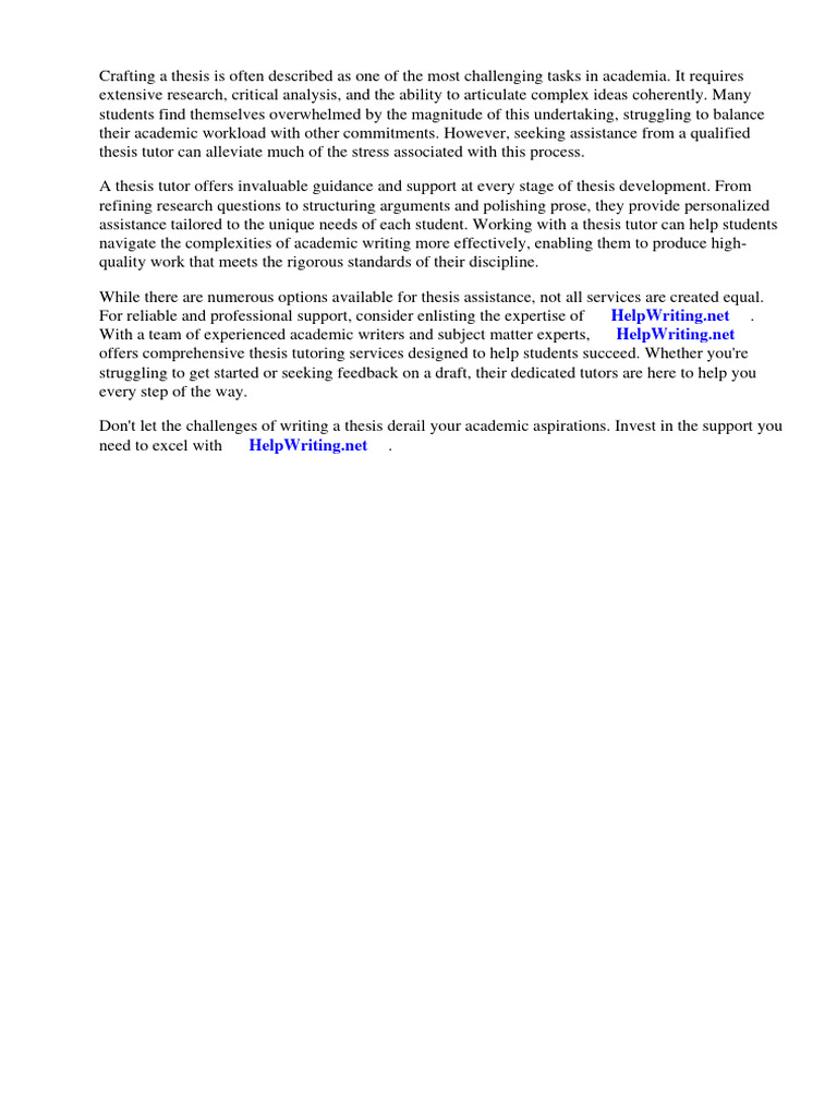 Thesis Tutor Pdf Thesis Essays