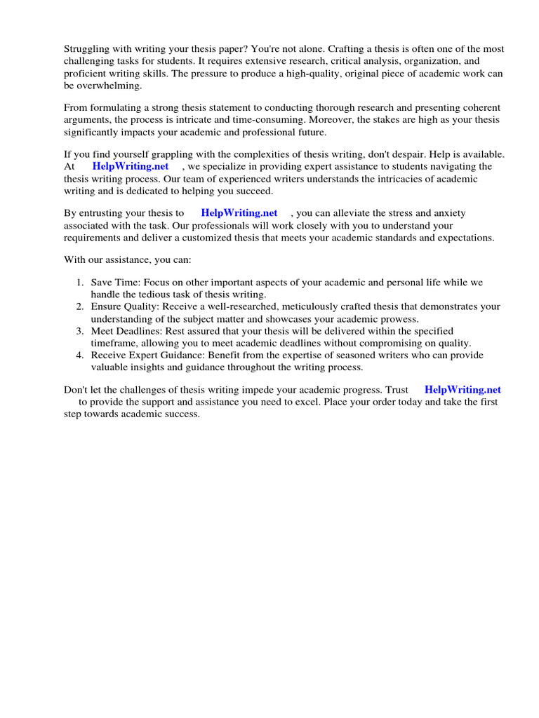 Help Writing Thesis Paper | PDF