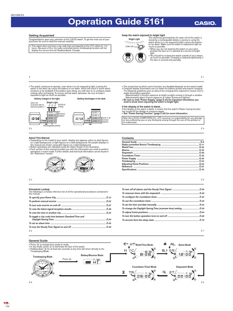 Casio Wave Ceptor 5161 Manual | PDF | Daylight Saving Time