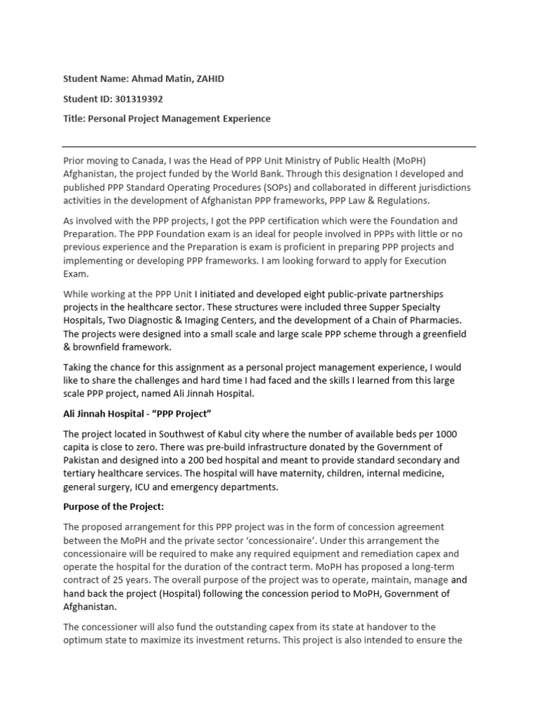 PPP Healthcare Project Experience | PDF | Public–Private Partnership ...