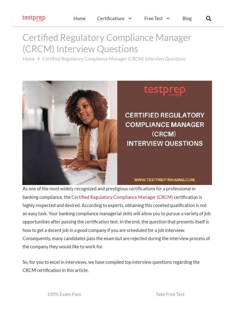 CRCM Certification Interview Insights | PDF | Regulatory Compliance | Risk