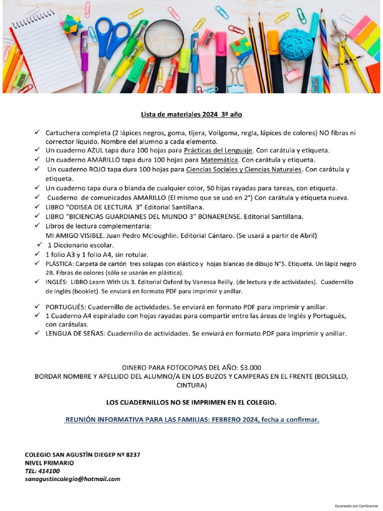 Lista de Materiales 2024 - 2 | PDF