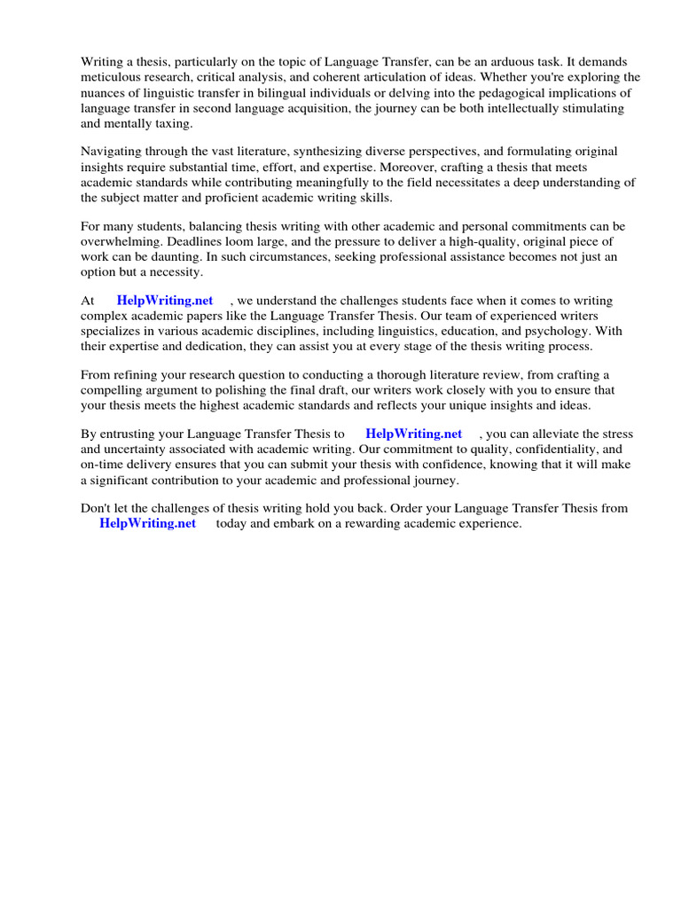 Language Transfer Thesis | PDF | Second Language Acquisition | Translations