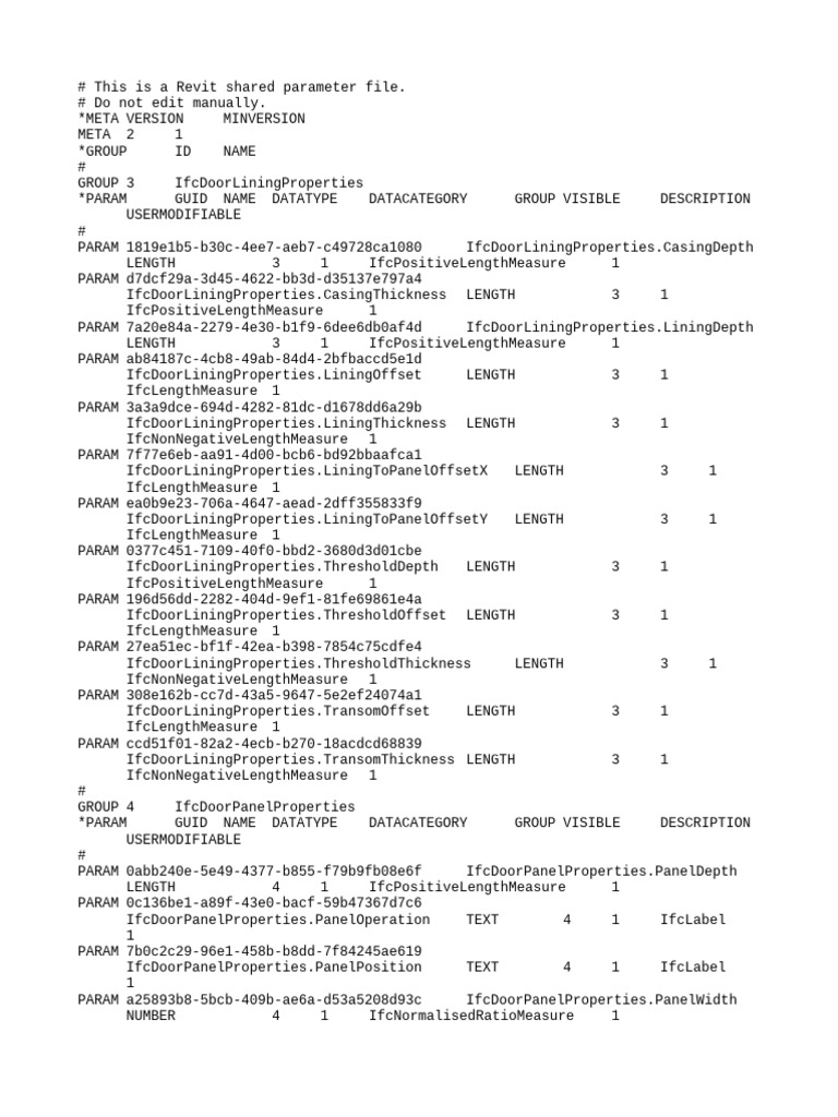 IFC Shared Parameters-RevitIFCBuiltIn - ALL | PDF