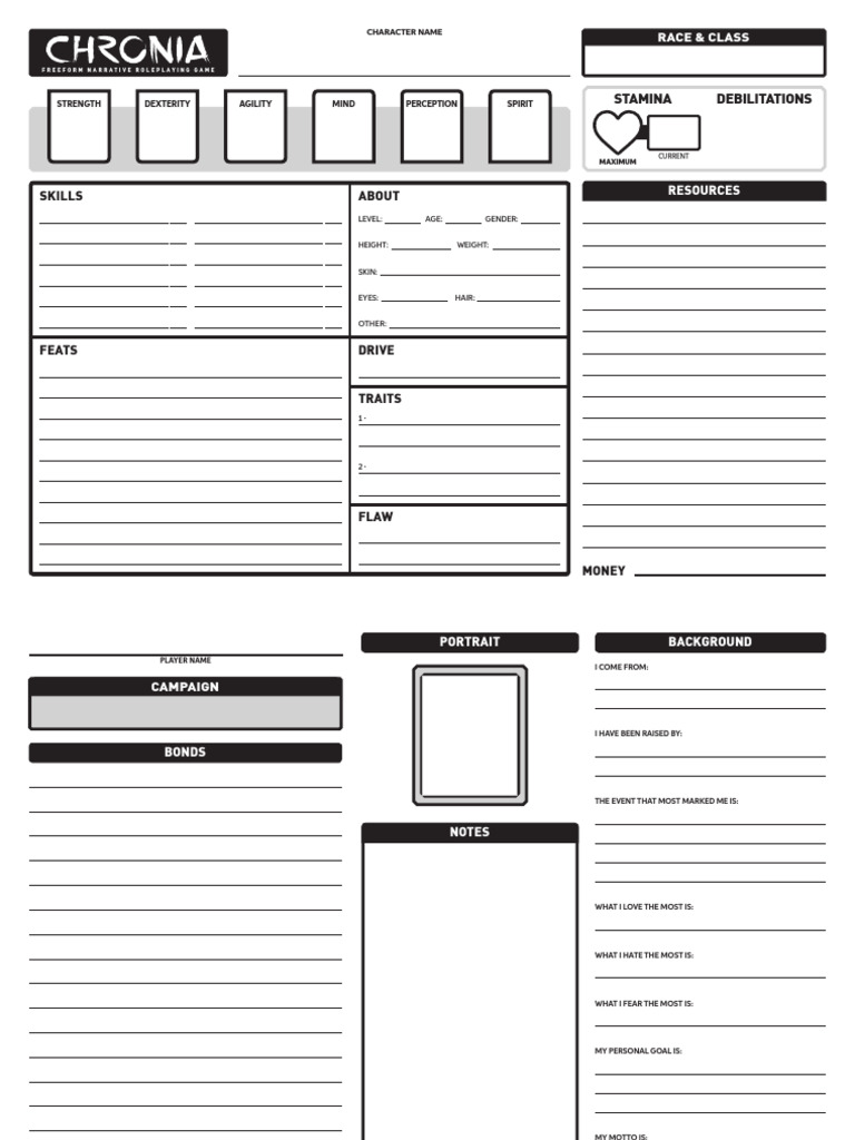 Chronia Character Sheet | PDF