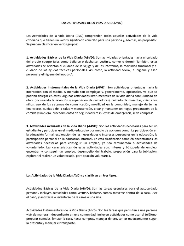 Las Actividades de La Vida Diaria | PDF | Higiene