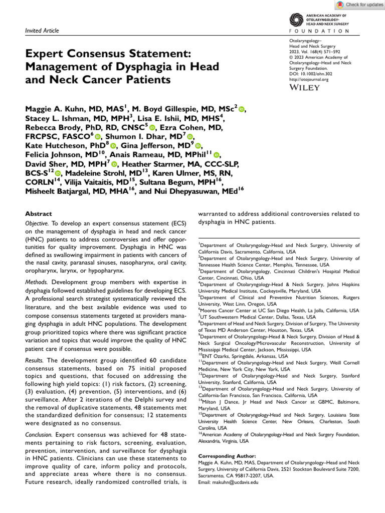 Dysphagia Management in Head and Neck Cancer | PDF | Radiation Therapy ...