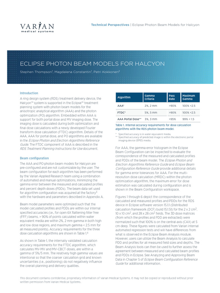 Eclipse Photon Beam Models For Halcyon | PDF | Applied And ...