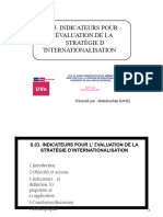 Indicateurs Pour L Évaluation de La Stratégie D Internationalisation