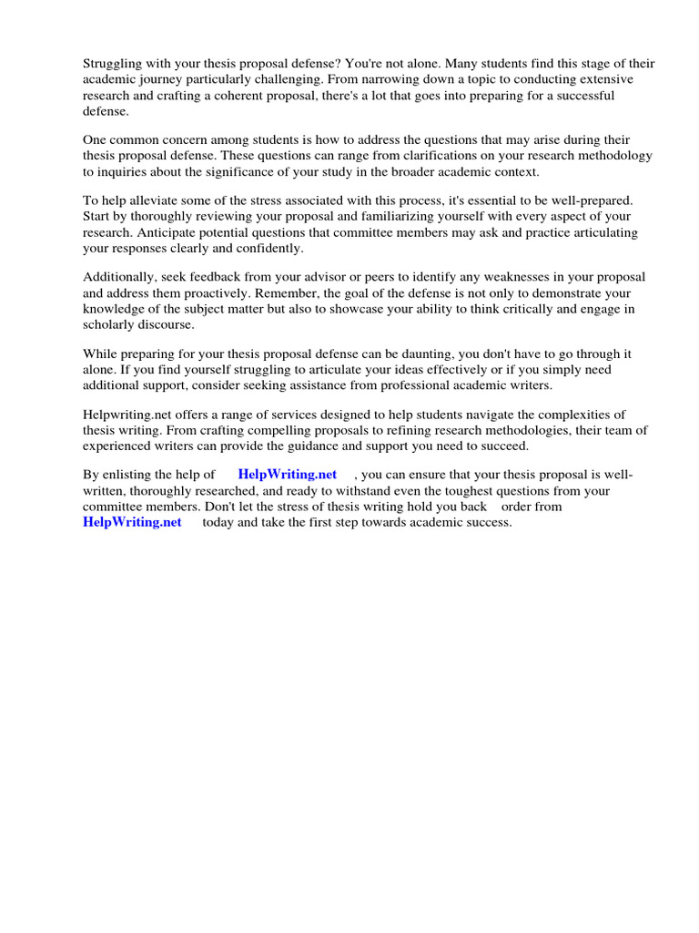 Common Questions In Research Proposal Defense