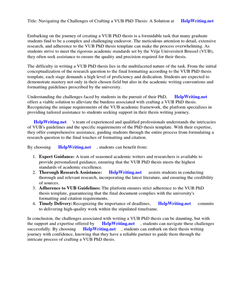 Vub PHD Thesis Template PDF