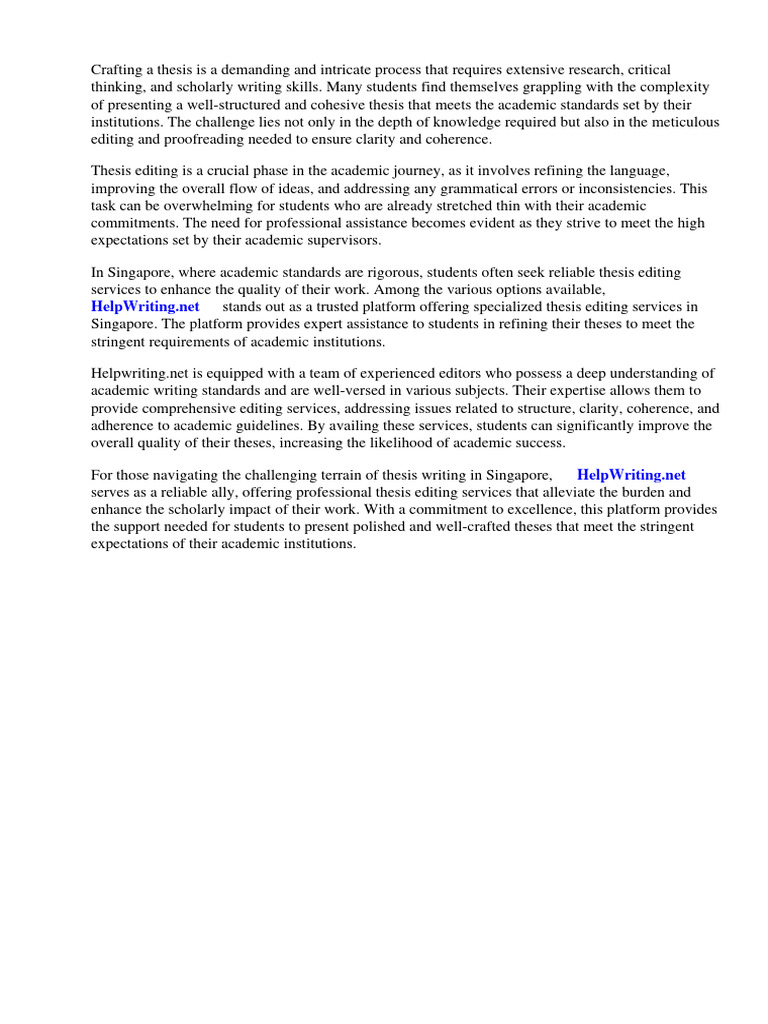 Thesis Editing Services Singapore Pdf