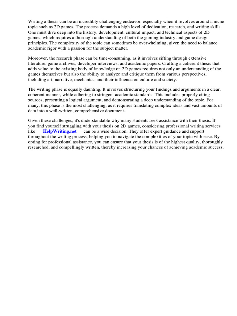 Thesis about 2d games pdf