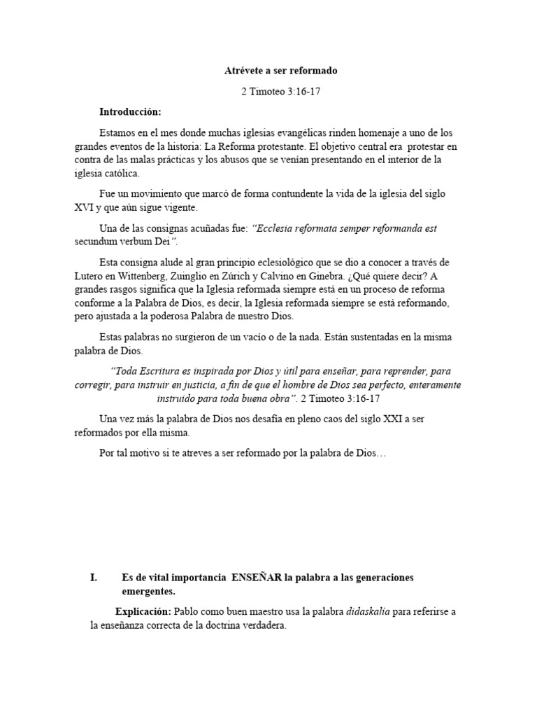 Reforma y Enseñanza en la Iglesia Actual | PDF | Iglesia cristiana | Biblia