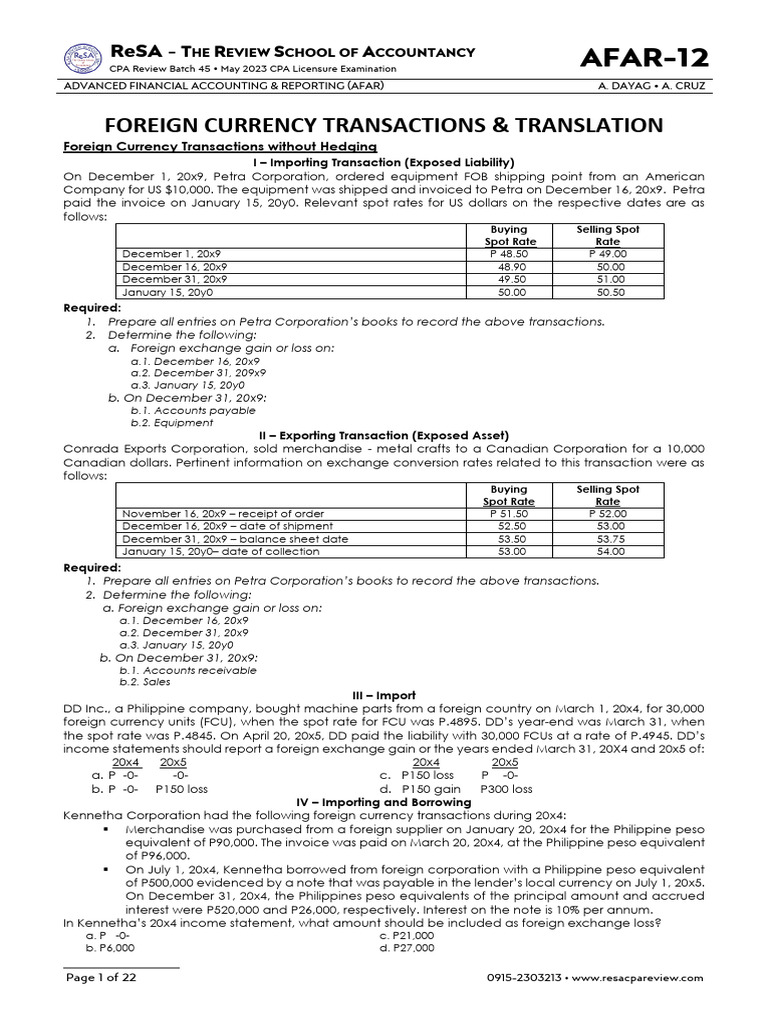 Foreign Currency Transactions Overview | PDF | Hedge (Finance) | Option ...