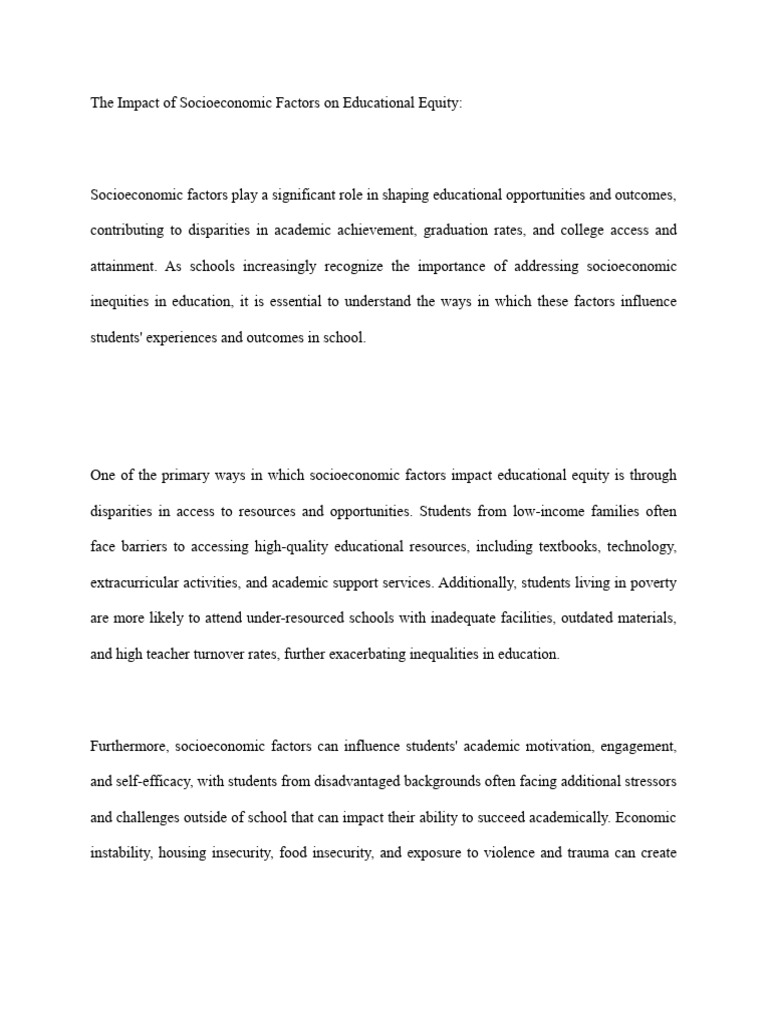 The Impact of Socioeconomic Factors On Educational Equity | PDF ...