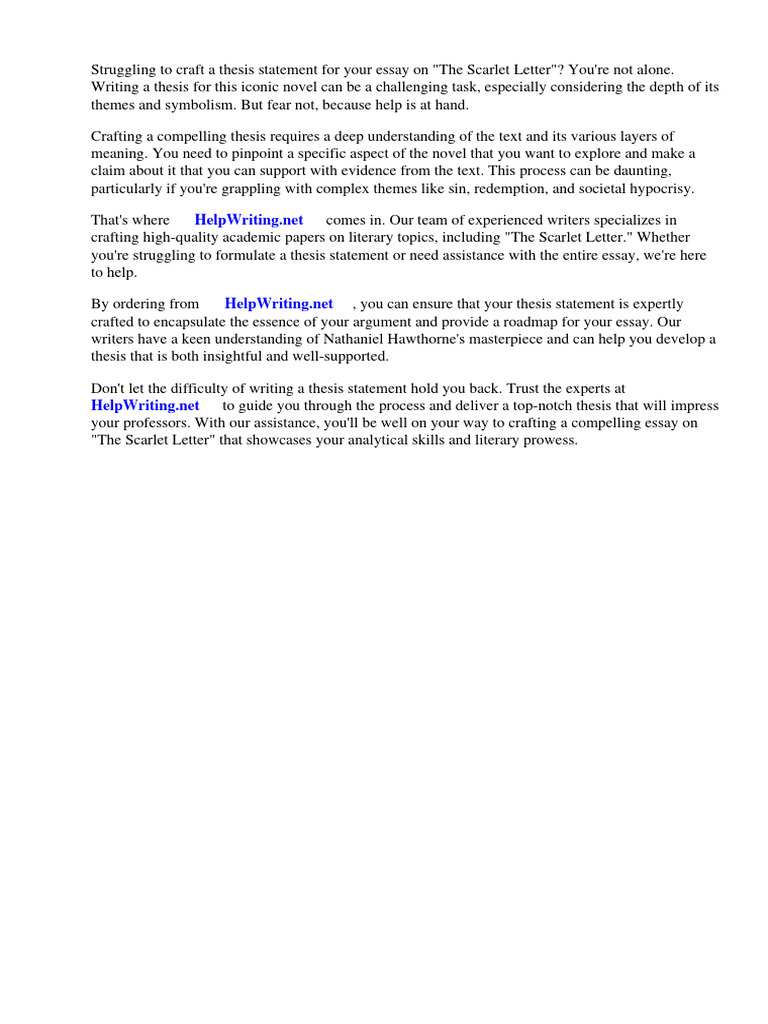 How to write a thesis statement for the scarlet letter pdf the